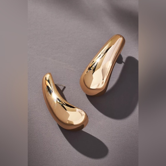 Gold Drop Statement Earrings - Picture 4 of 7